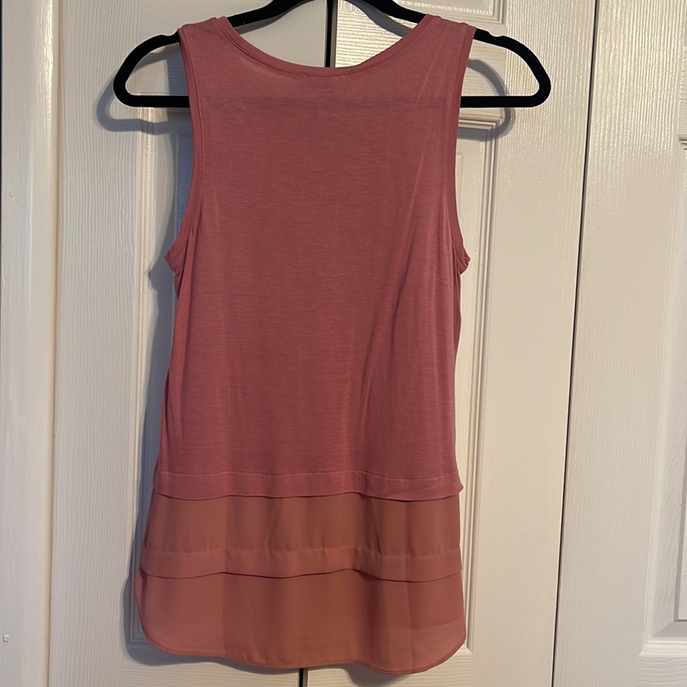 NWT LOFT sleeveless pink chiffon hem tunic tank top size XXSP - Picture 7 of 7